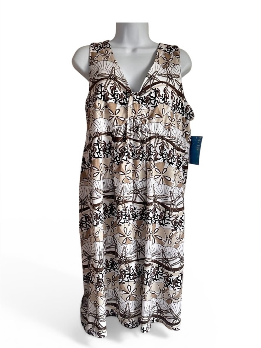 Lulu -B Women’s Beach Print Cotton Sleeveless Dress Size XL